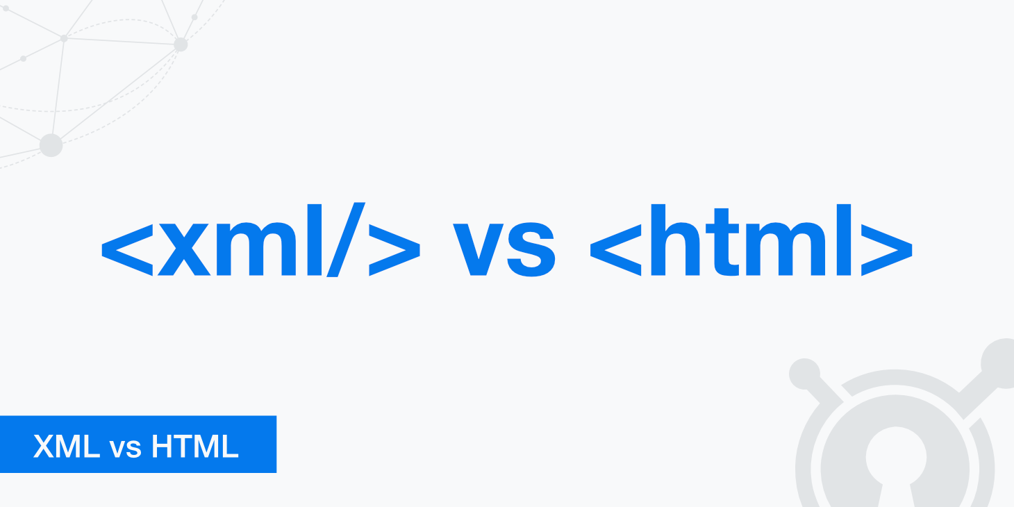 An infographic depicting 'HTML' and 'XML' written, representing the difference between these two markup languages in web development.